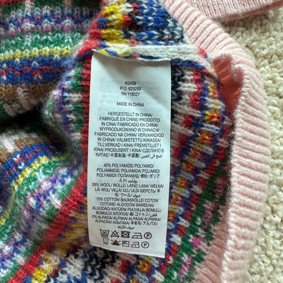 Boden Pink Fair Isle Santa Tree Skiers Women’s Holiday Sweater Size Medium, EUC - Picture 8 of 11